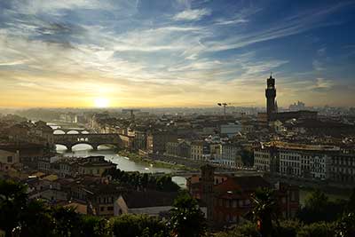 soleil couchant depuis le parc Pitti - Florence